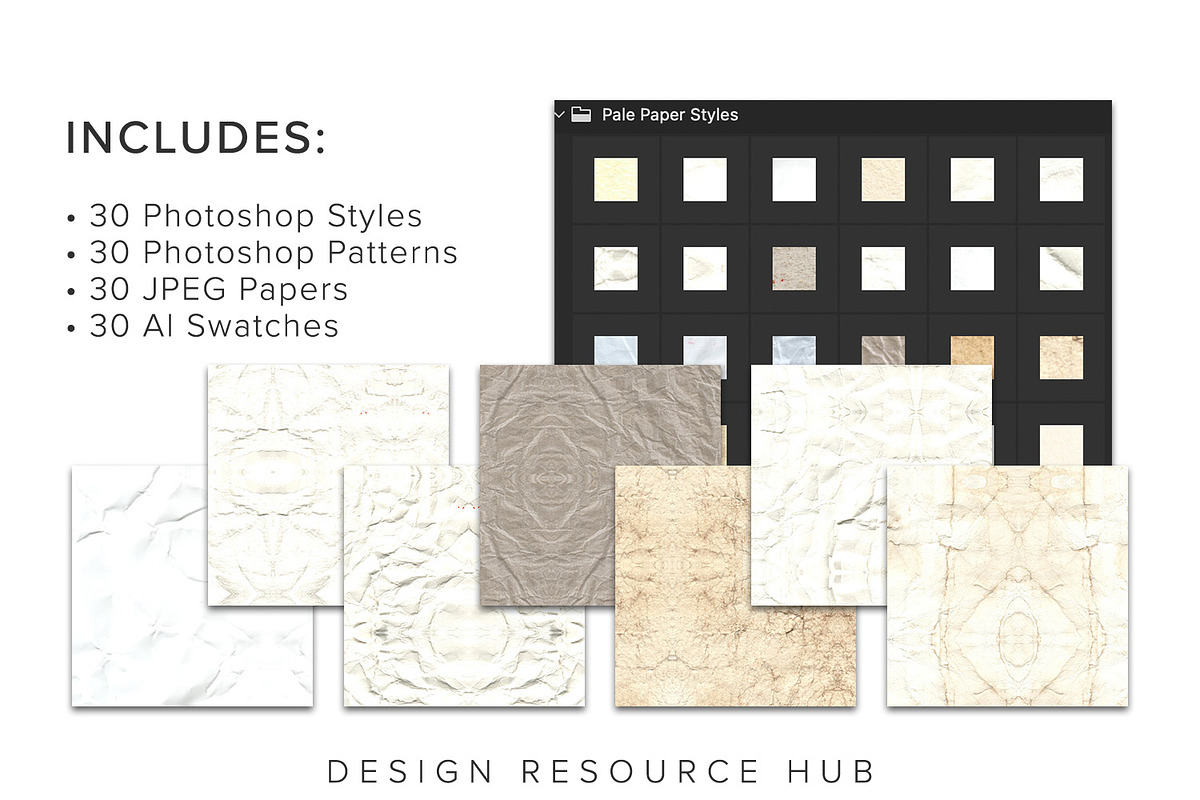 Pale Papers Photoshop Styles, a Layer Style Add-On by Design Resource Hub (Photo 4 of 5)