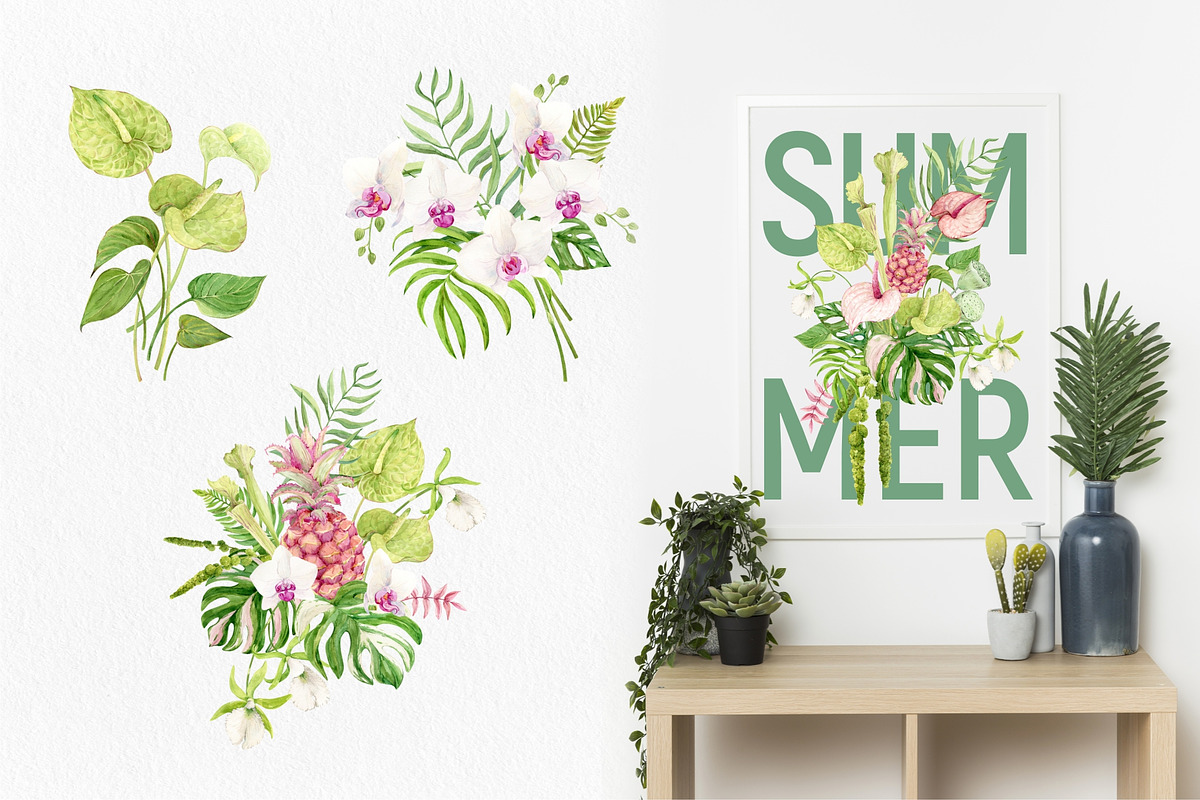 Tropical Flowers. Exotic flora set, an Illustration by Tata Pilip (Photo 3 of 21)