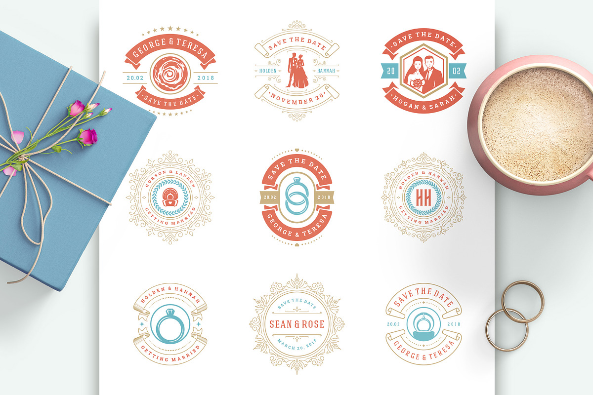 18 Wedding Logos and Badges, a Branding & Logo Template by Vasya Kobelev (Photo 5 of 15)