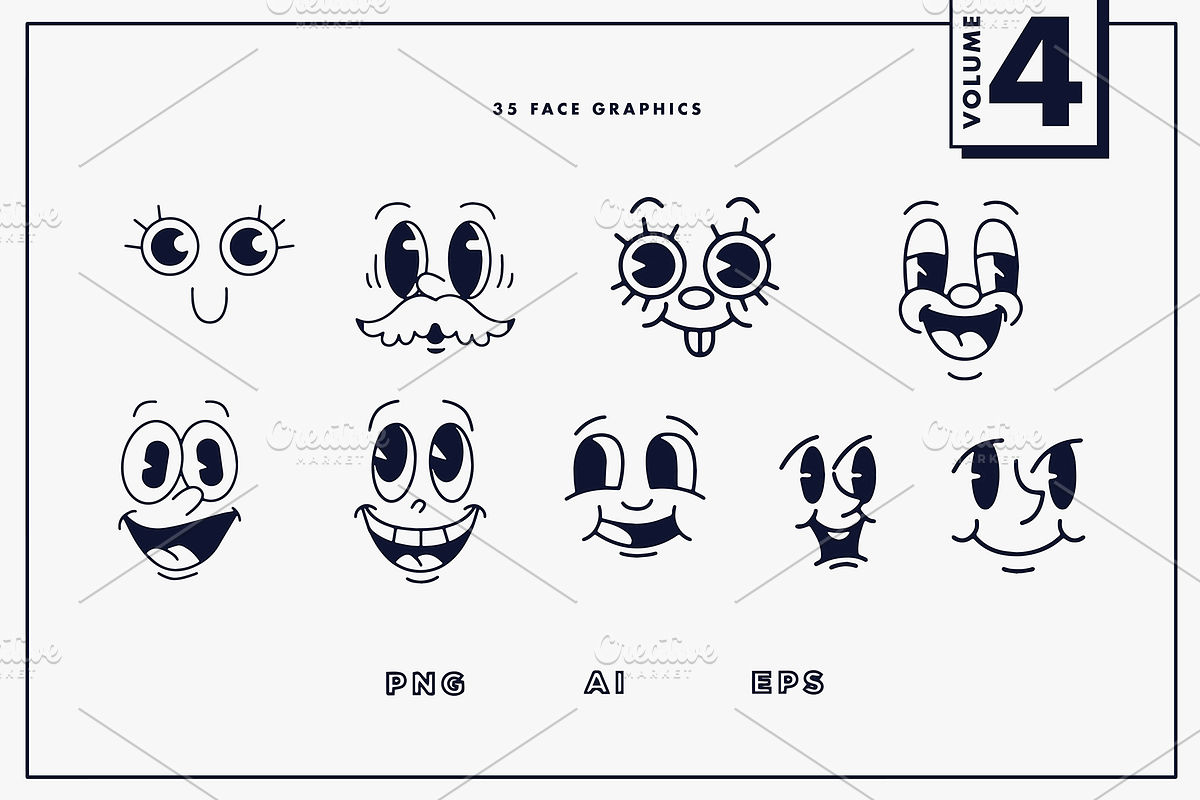 56 Retro Mascot Parts | VOL 4, an Illustration by GRPXSTORE (Photo 5 of 7)