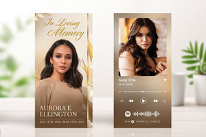 Beige Paradise Memorial Card Templat, a Card Template by Godserv Designs
