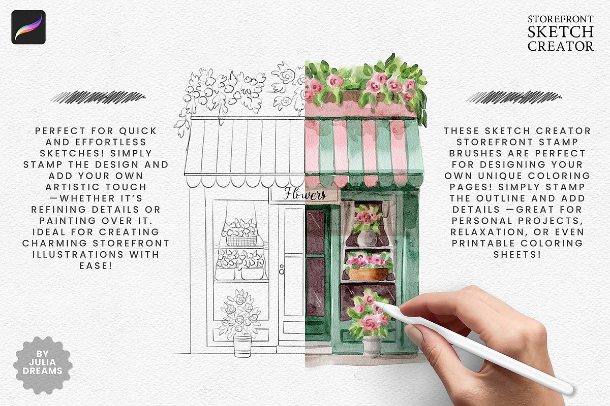 Storefront Creator Brushes Procreate, a Brush Add-On by Julia Dreams (Photo 4 of 6)