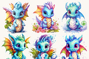 Colorful Baby Dragon Clipart Png, an Animal Illustration by BusyDaydesign (Thumbnail 3 of 9)