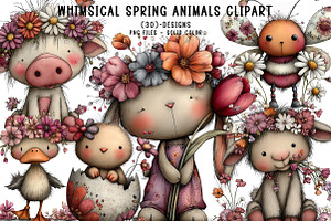 Whimsical spring animals clipart, an Illustration by CreationArt