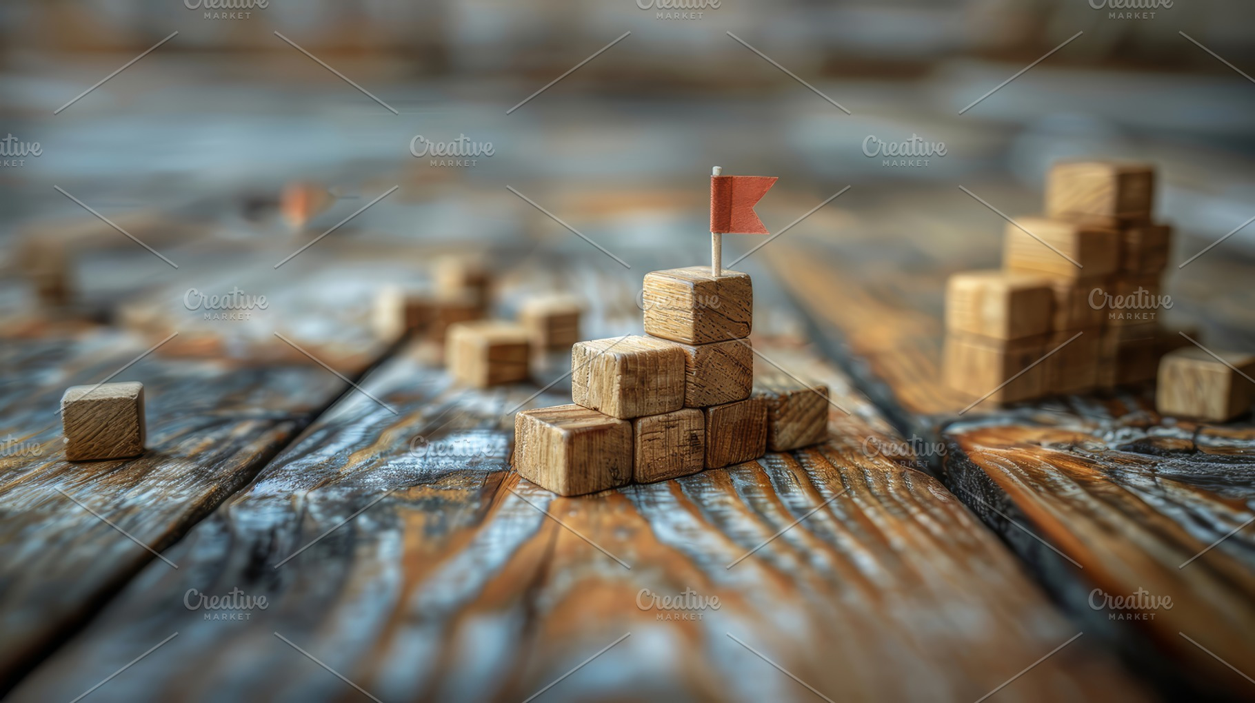 Wooden Blocks Forming Success Growth Process for Business Startups, a Photo by AS photostudio