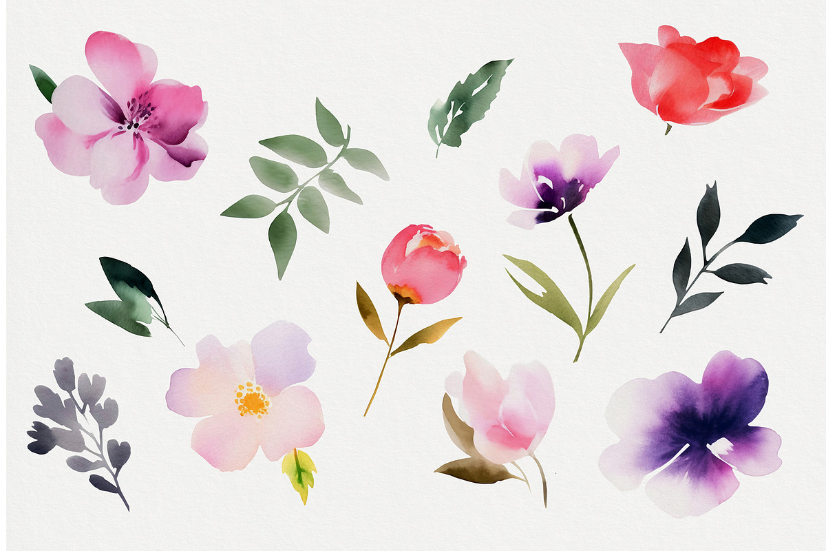 -30% Watercolor Floral Set, an Object Graphic by bloomscape (Photo 4 of 6)