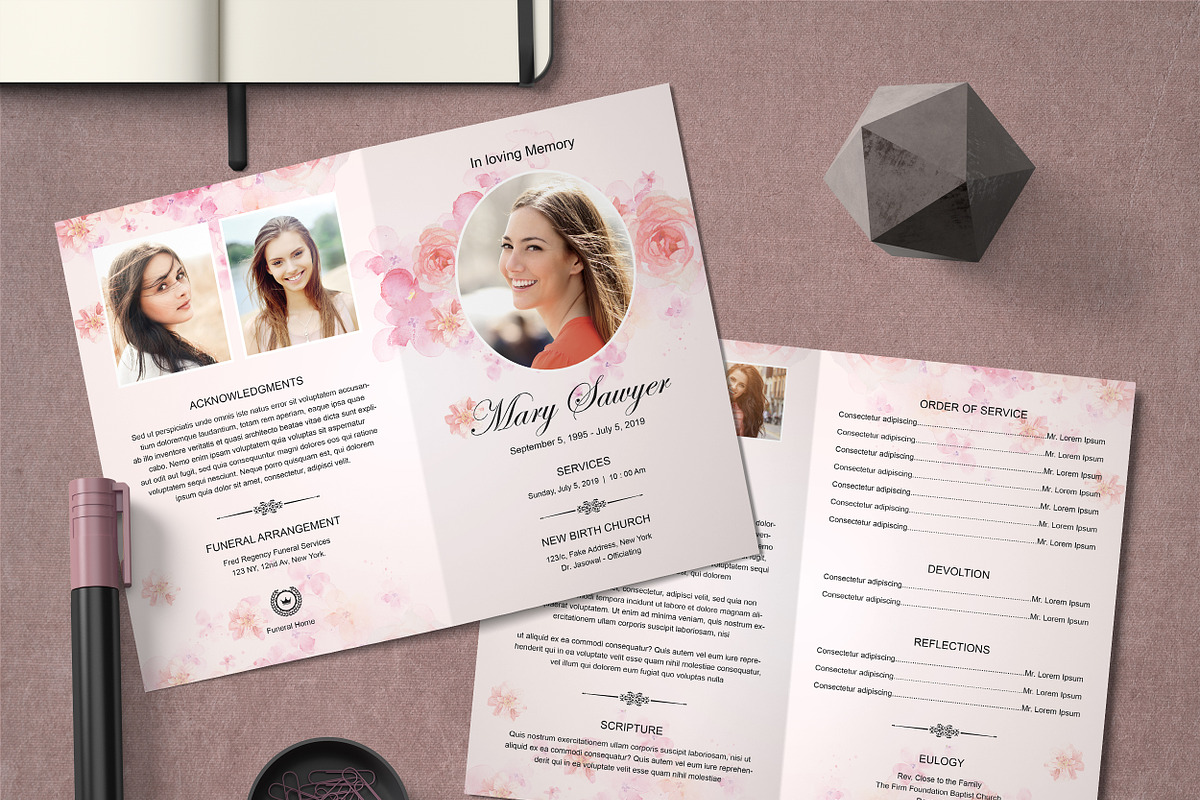 Funeral Program Template, an Invitation Template by TemplatesForest (Photo 2 of 3)