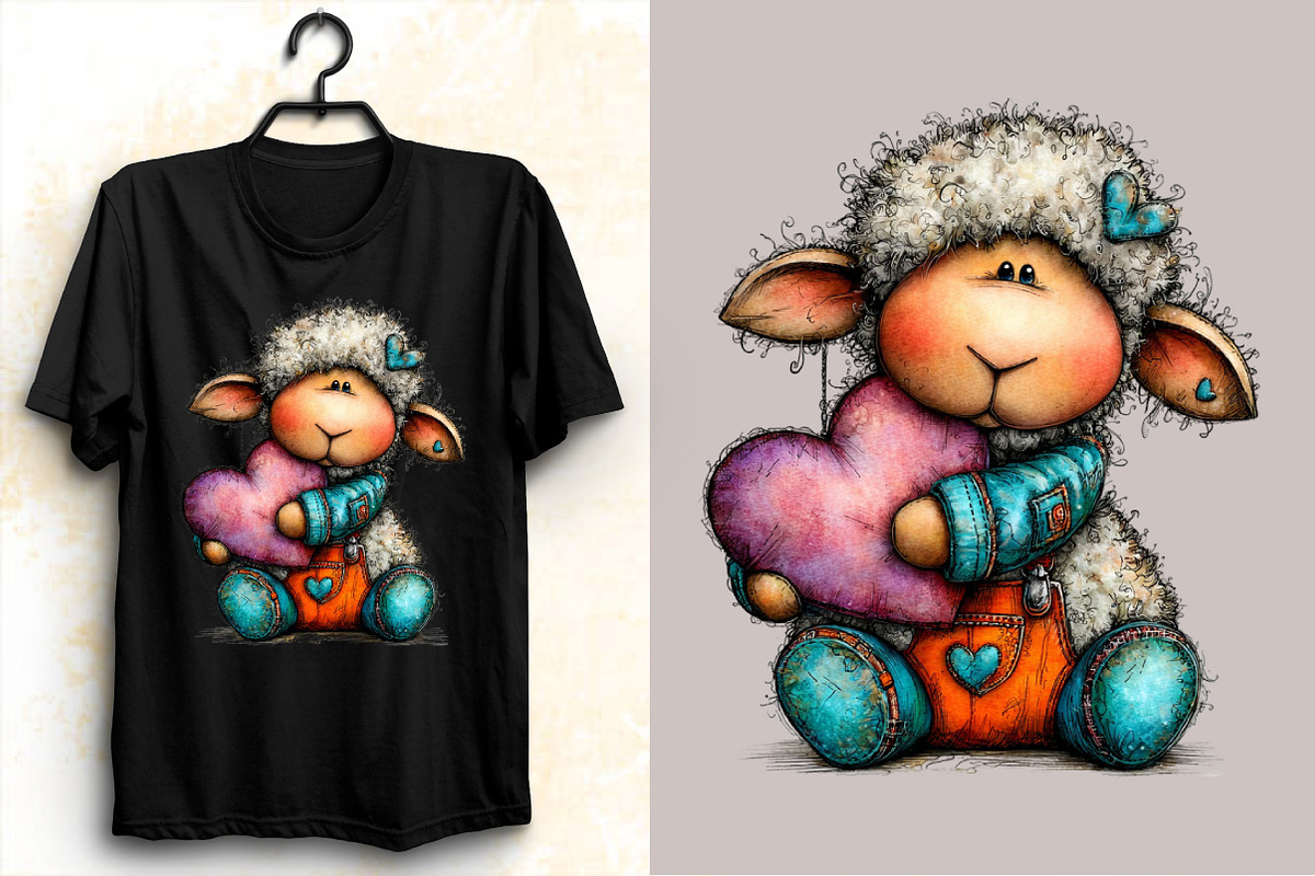 Funny Valentine Sheep Clipart Bundle, an Illustration by SVGArt (Photo 2 of 8)