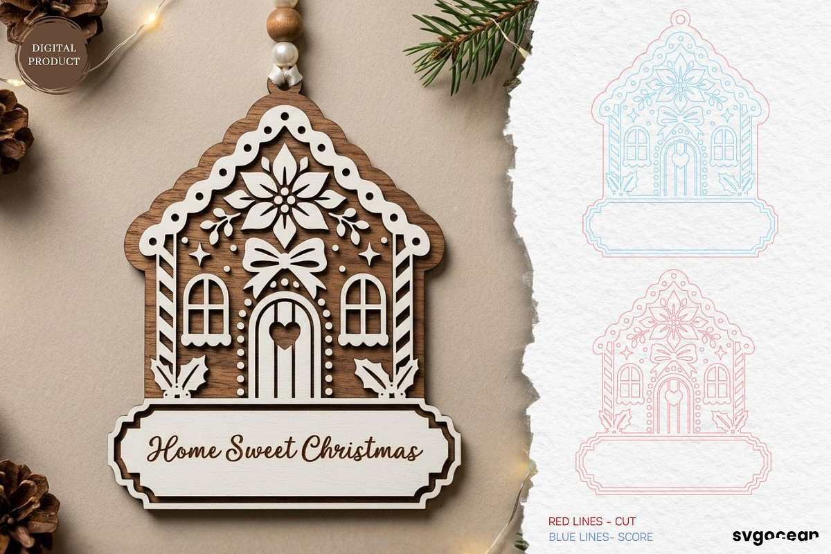 Gingerbread Houses Ornament Bundle, a Decorative Illustration by svgocean (Photo 5 of 13)