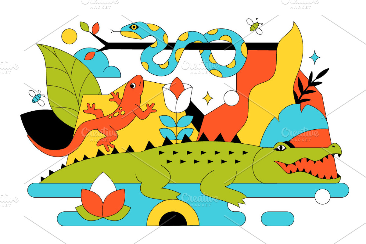10 Reptile Animals Illustration, an Animal Illustration by denayunebgt (Photo 4 of 4)