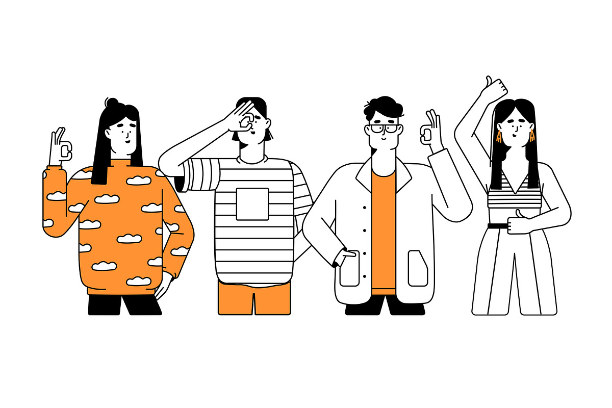 People gesture ok, show thumb up set, a Person Illustration by PaperTrident (Photo 4 of 13)