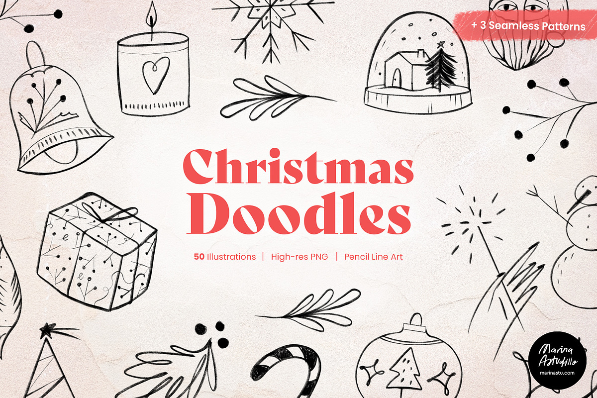 Christmas Doodles and Wallpapers, a Food Illustration by Marinastu (Photo 1 of 10)