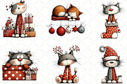 Christmas Cat Clipart, an Illustration by Black Bird Studio (Thumbnail 3 of 6)