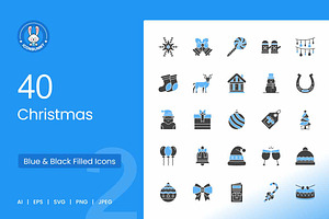 Christmas Blue & Black Icons, an Icon by IconBunny