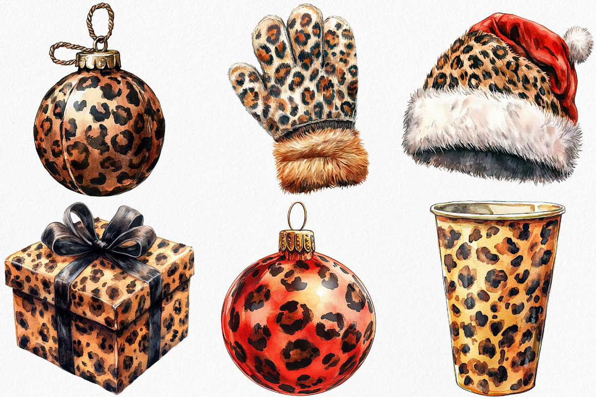 Watercolor Leopard Winter Clipart, an Illustration by Canvas Craft (Photo 4 of 8)