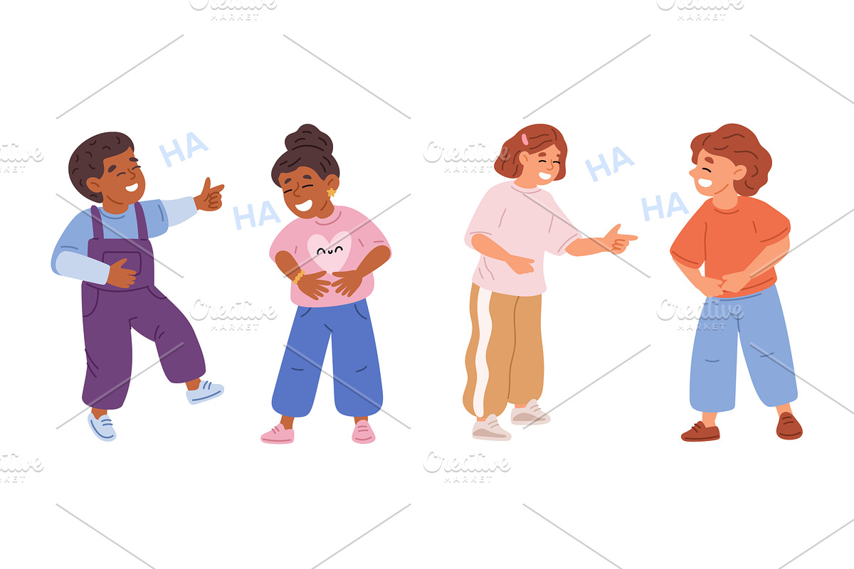 Little boys and girls laughing and, a Person Illustration by Vectorbuum