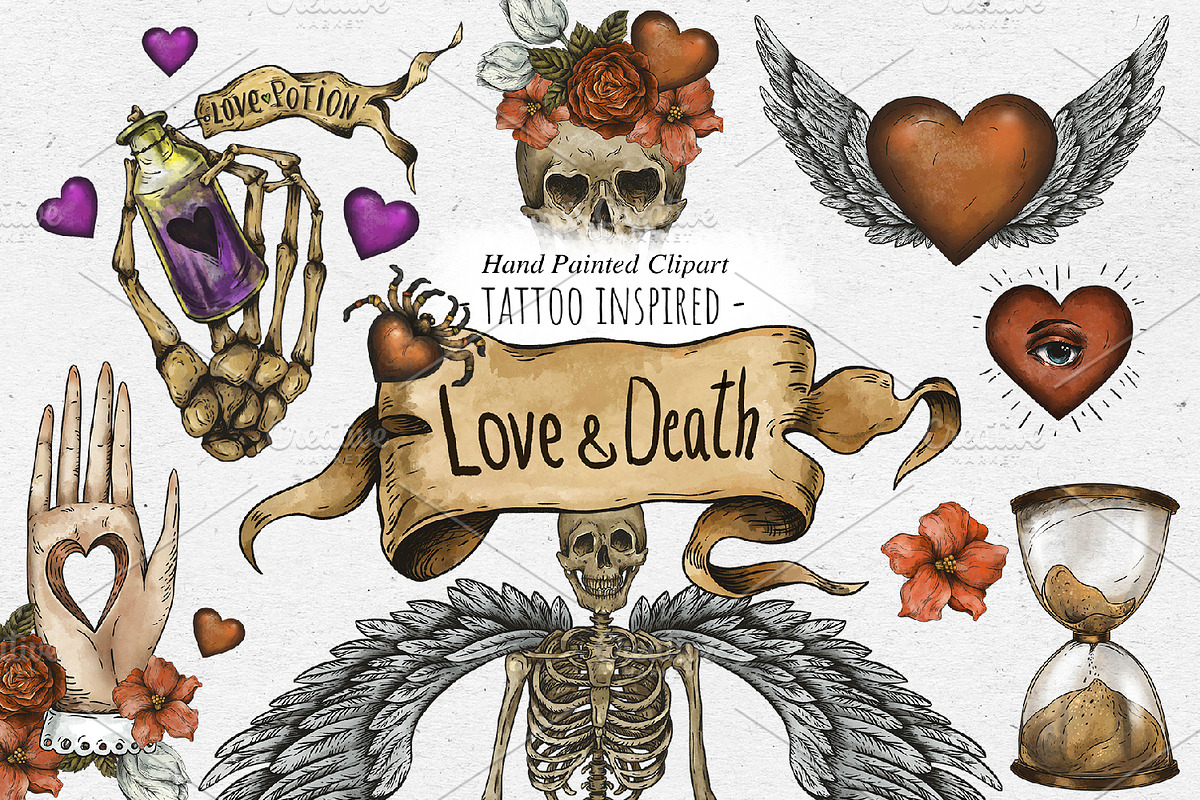 Love and Death Tattoo Symbols, an Illustration by Belusuab (Photo 1 of 10)
