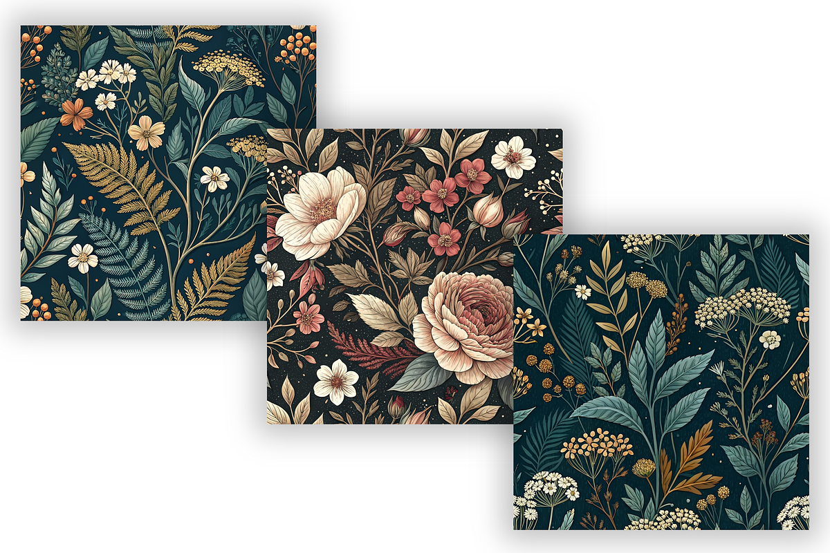 Dark Cottagecore Floral Pattern, a Pattern Graphic by FloridPrintables (Photo 6 of 7)
