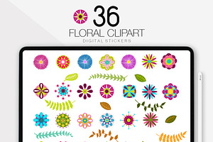 36 Digital Floral Clipart