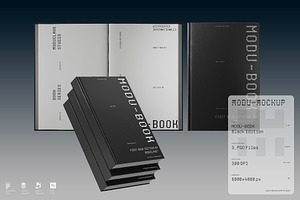 3 Mockup Black Hardcover book
