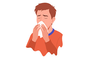 Flu symptom. Man showing cold, an Object Illustration by Things for designers