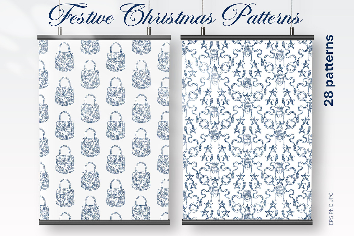 Festive Christmas patterns, a Decorative Illustration by LanaDzi (Photo 17 of 25)