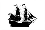 Sailboat, Cargo & Pirate Ship Bundle, an Illustration by hafijul (Thumbnail 2 of 9)