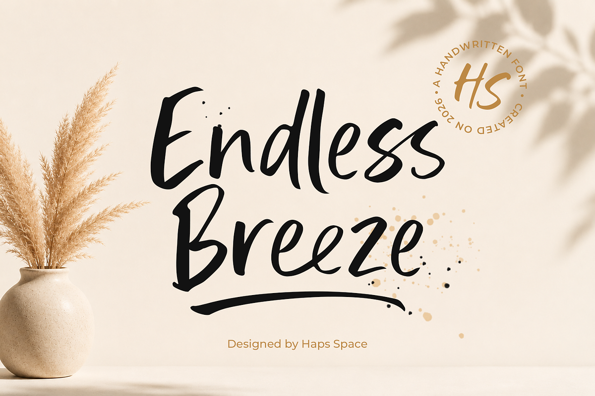 Endless Breeze Natural Handwritten, a Handwritten Font by Haps Space (Photo 1 of 8)