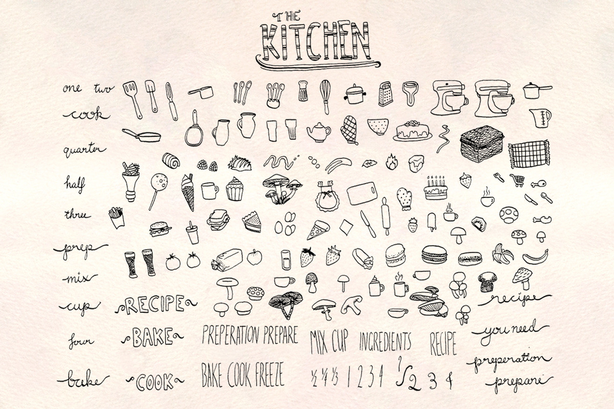 Kitchen Food 140+ Graphics Bundle!, a Food Illustration by Violet LeBeaux (Photo 1 of 4)