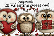 Valentine sweet owl clipart, an Illustration by Designworld (Thumbnail 1 of 6)