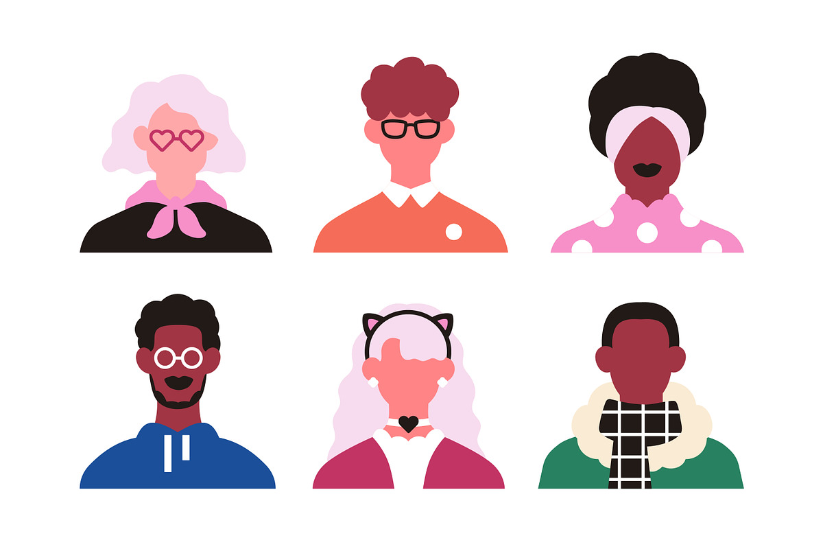 People face avatars, portraits set, a Person Illustration by Good Studio (Photo 2 of 7)