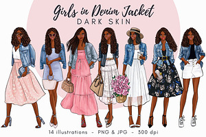 Girls In Denim Jacket - Dark Skin