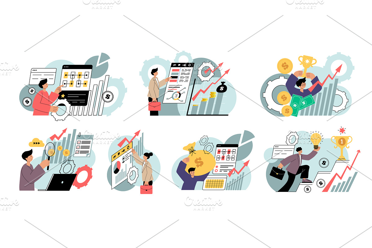 Business concept. Managers working, a Person Illustration by Onyx