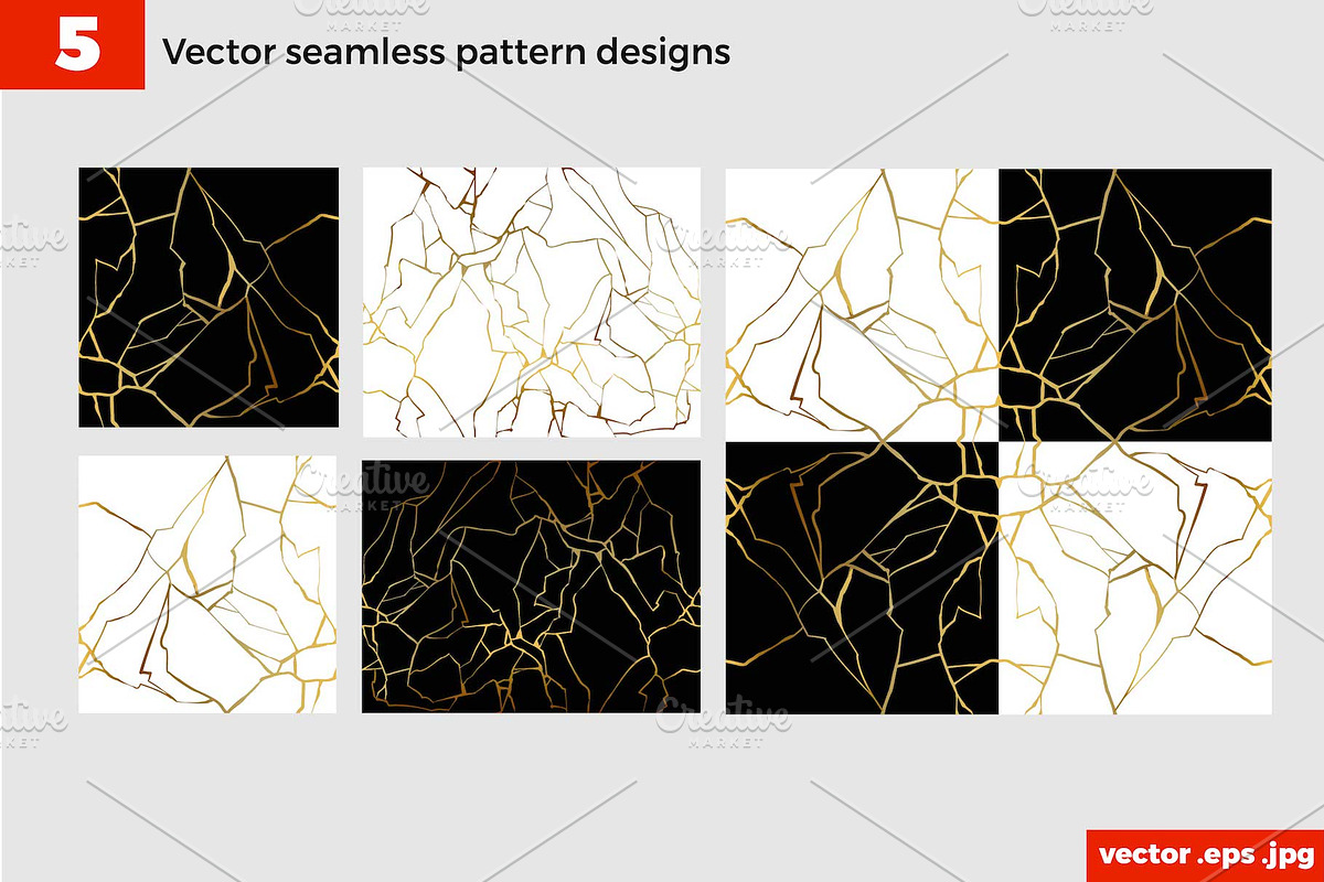 Kintsugi gold crack design, patterns, a Texture Illustration by Sopelkin (Photo 4 of 7)
