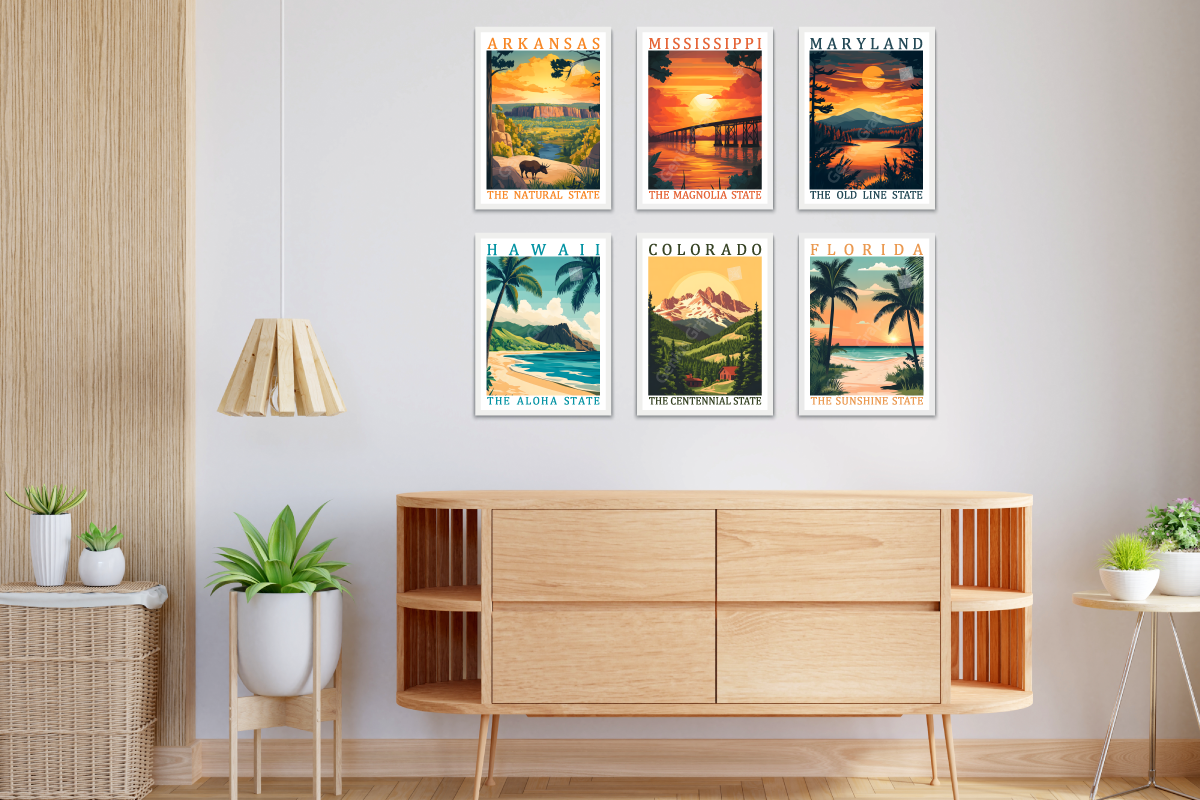 50 US State Travel Poster Bundle, a Decorative Illustration by Genius Graph (Photo 4 of 6)