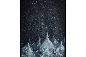 Winter forest and night