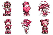 Whimsical Valentine Bear Clipart Bun, an Illustration by designcity5 (Thumbnail 3 of 5)