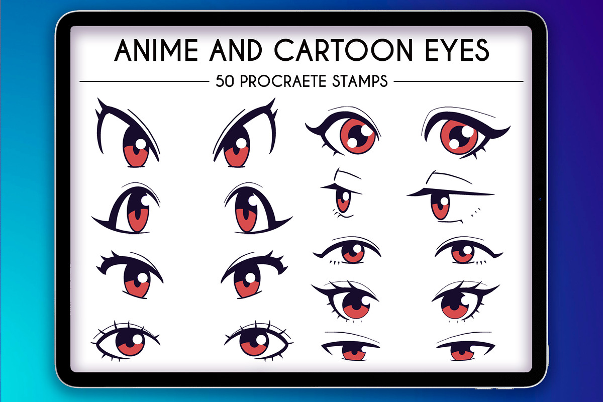50 Anime and Cartoon Eyes Stamps, a Brush Add-On by SmuffizStudio (Photo 1 of 4)
