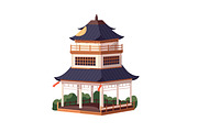 Chinese buildings set + banner, a Decorative Illustration by PaperTrident (Thumbnail 4 of 12)