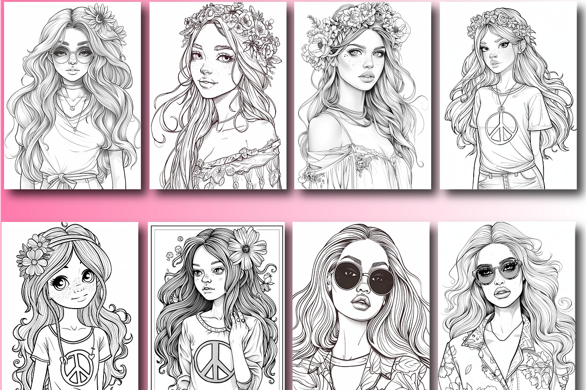 Hipple Style Girl Coloring Book, an Animal Illustration by Printable Design Store (Photo 6 of 7)