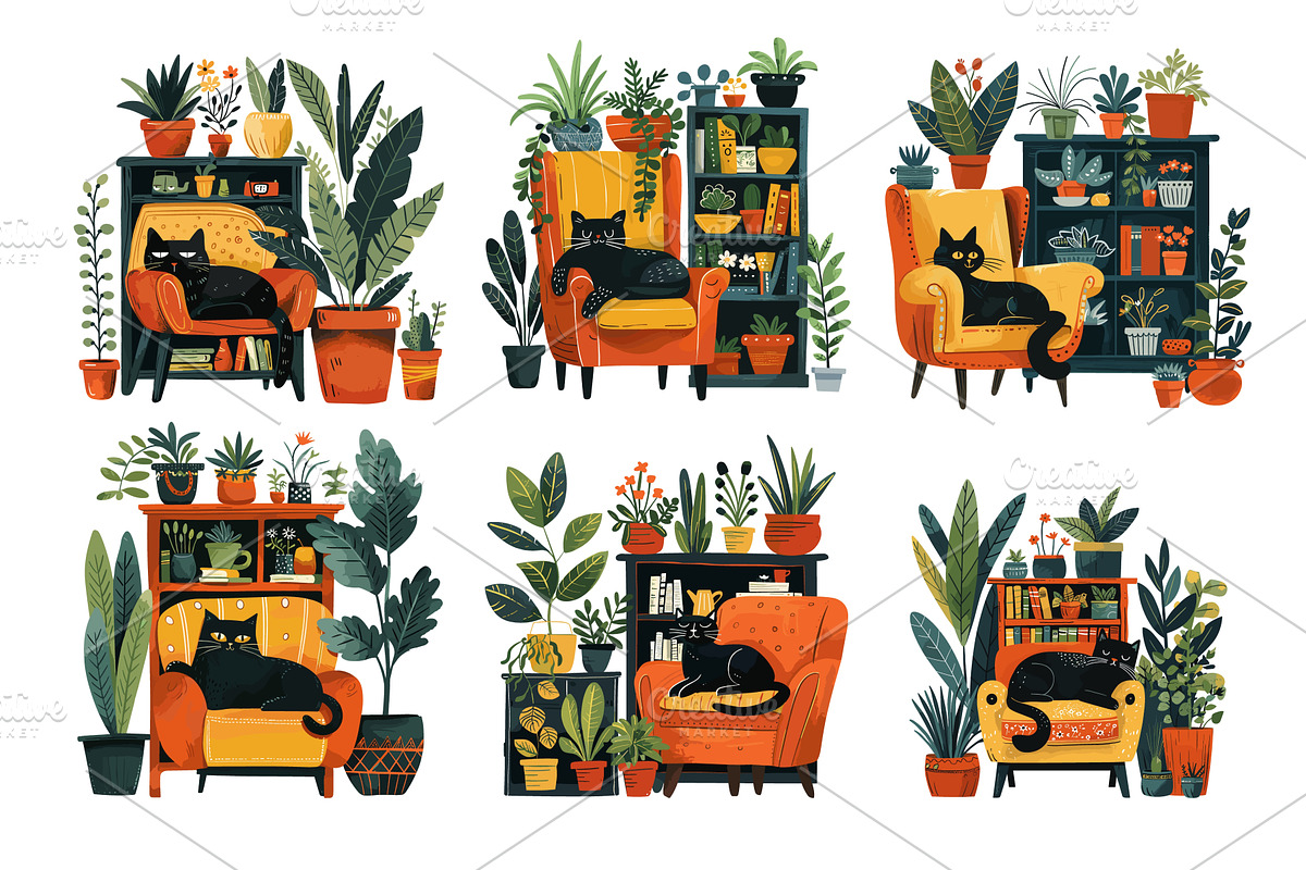 Sleeping cat cartoon illustration, an Object Illustration by Valerie Bodnar