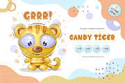 Cute Candy tiger. Tshirt, PNG., an Animal Illustration by KENO Mascots (Thumbnail 1 of 4)
