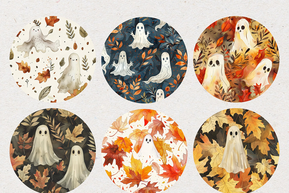 Autumn Halloween Ghost Patterns, a Pattern Graphic by Natural Planners (Photo 2 of 4)