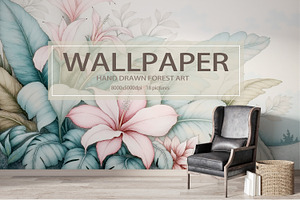 Abstract Forest Art Wallpaper Set
