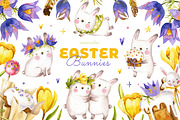 Easter bunnies. Watercolor set., an Illustration by babenkoirusa (Thumbnail 1 of 16)