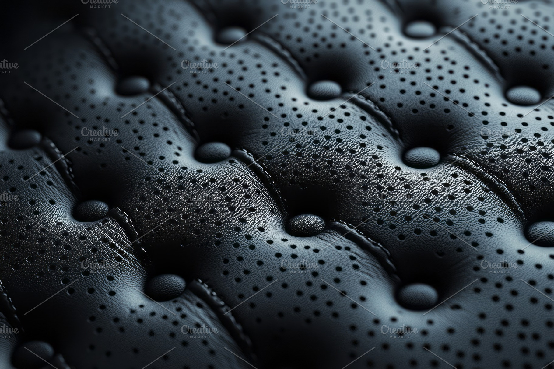 Close-up of a luxurious black leather upholstery with intricate perforations., a Background Photo by ImageMir