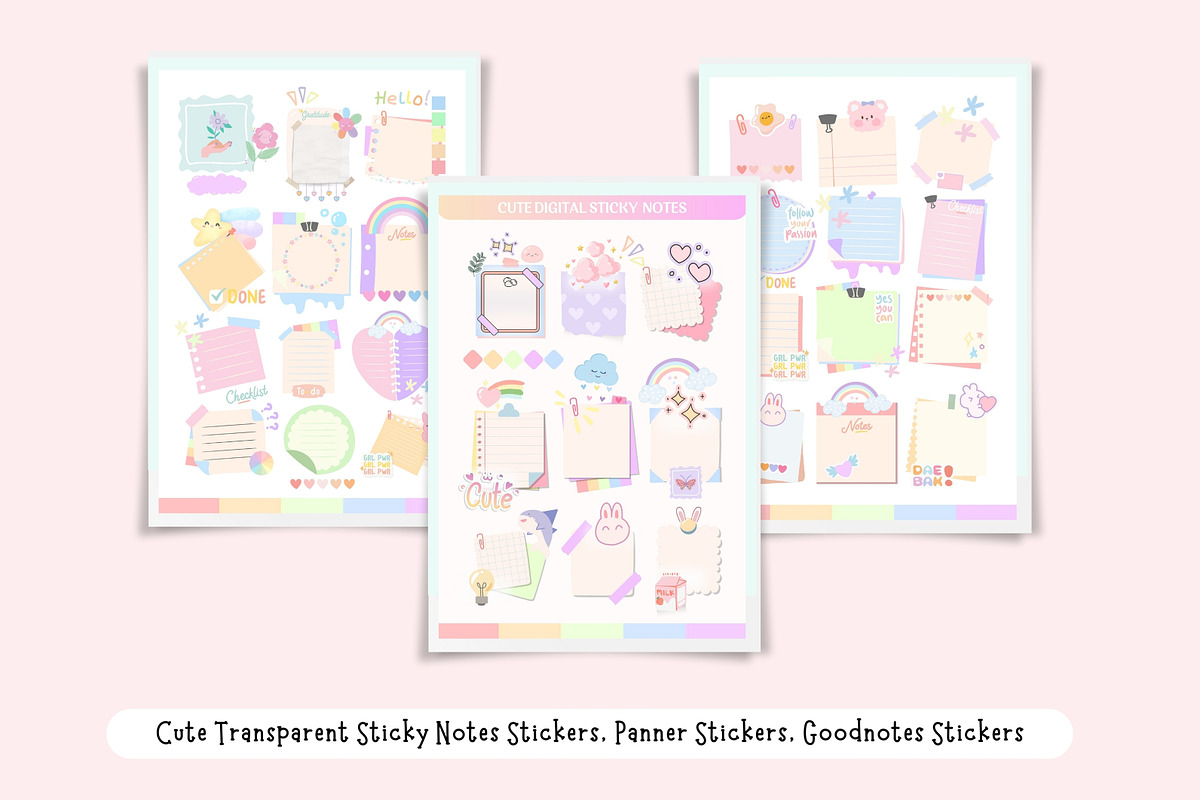 Cute Sticky Notes Digital Sticker, a Stationery Template by Tas ...