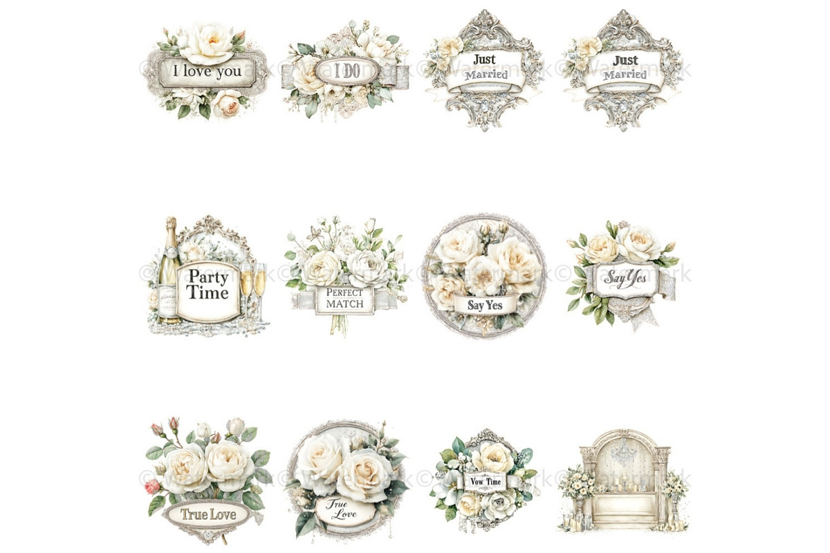 Elegant Watercolor Wedding Clipart, a Decorative Illustration by Nicole Branger Art (Photo 6 of 22)