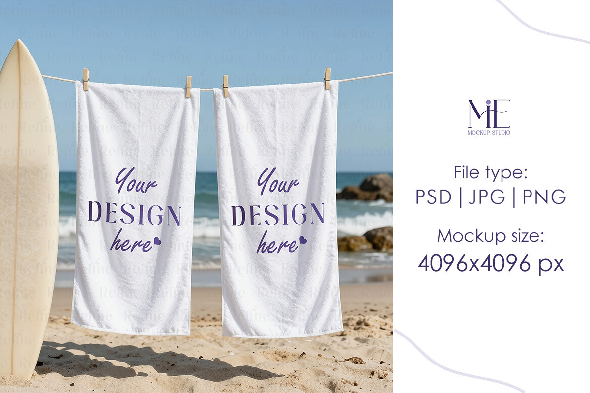 Beach Towels Mockup 30x60 Set, a Household Mockup by Mie Mockup Studio (Photo 7 of 10)