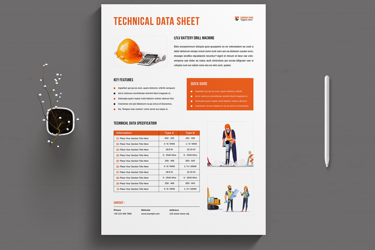 Technical Data Sheet Template Layout